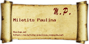 Miletits Paulina névjegykártya